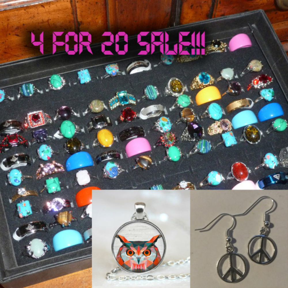 JEWELRY - 4 / $20 - random rings necklace earrings